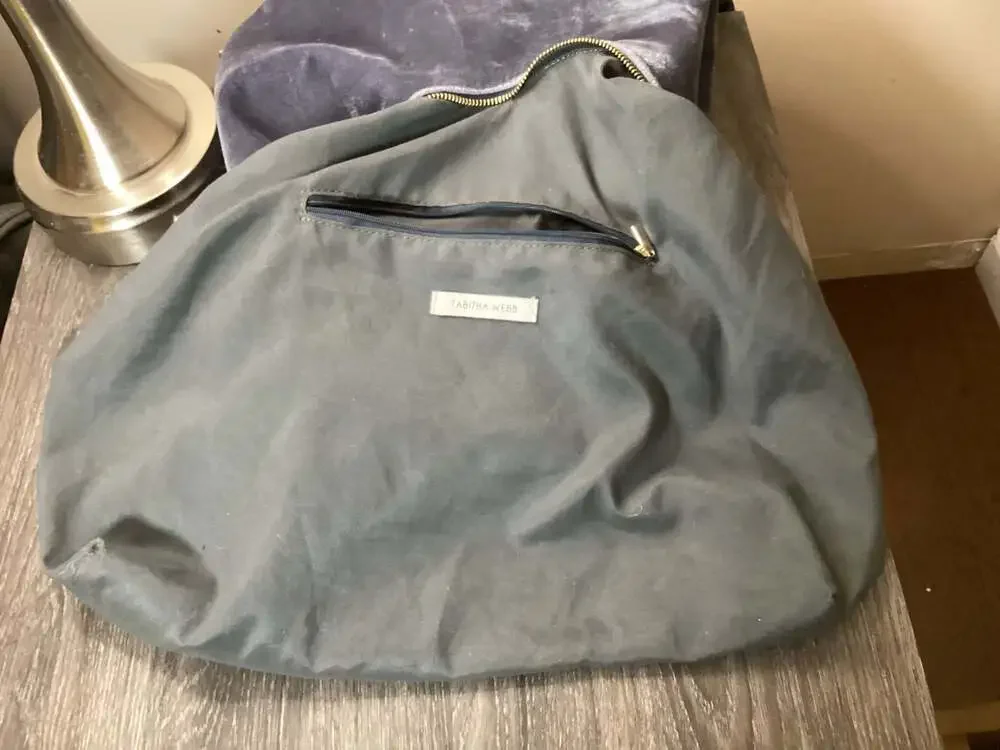 Tabitha Webb Blue Velvet Large Hobo Shoulder Bag